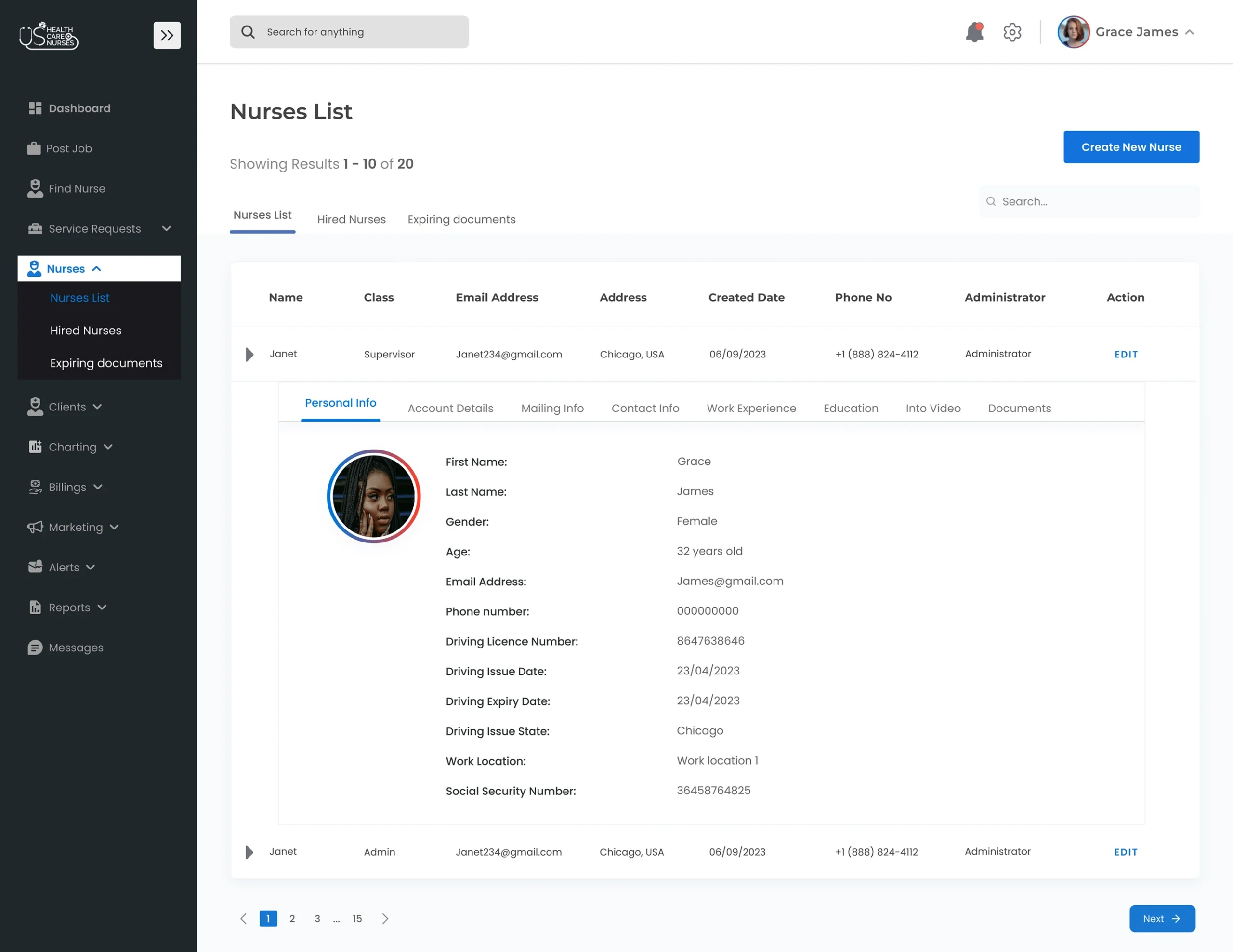 Nurse Profile Management